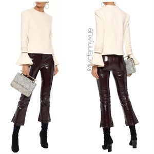 See by Chloe Lattice-trimmed bell sleeve fleece sweatshirt xs